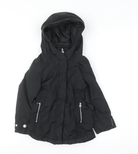 Regatta Girls Black 3-4 Years Hooded Parka Coat Water Resistant Jacket