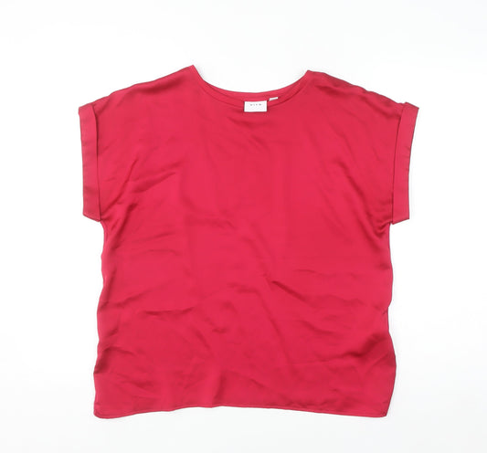 VILA Women's Red Short Sleeve Blouse Size 12