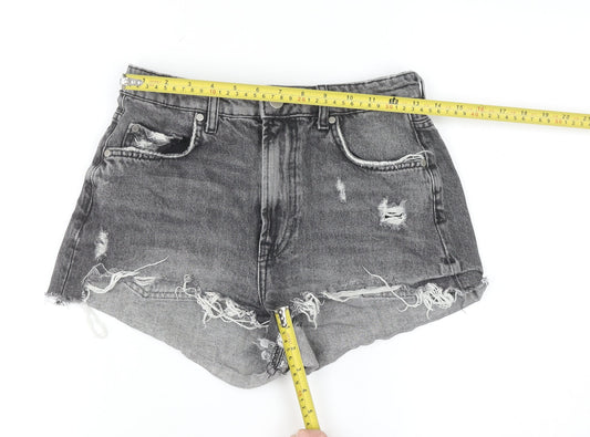 Zara Women's Grey Cut-Off Denim Shorts Size 8 High Rise