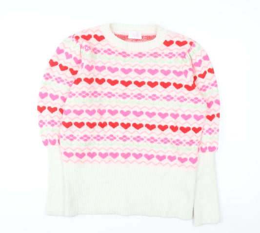 Savida Women’s Multicoloured Heart Knit Jumper Size 16 Pullover