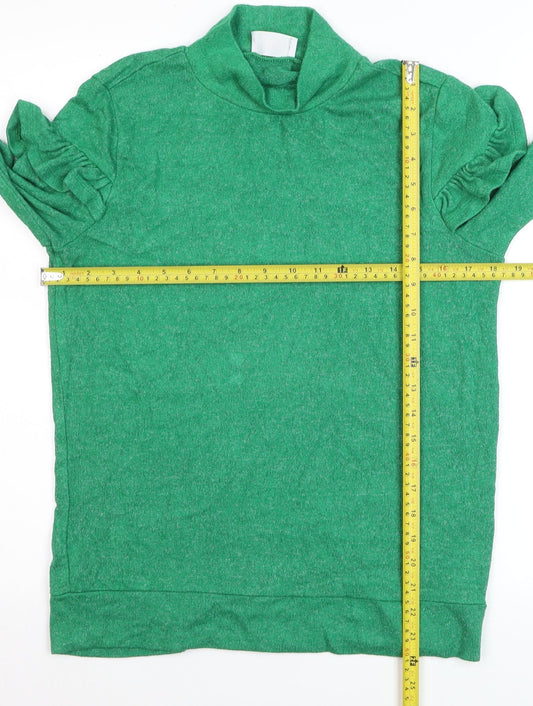 Savida Women's Green Mock Neck Ruffle Sleeve Pullover Jumper Size 12