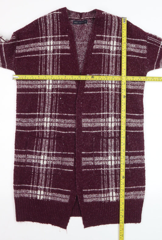 Marks and Spencer Women’s Purple Check Longline Cardigan Size M