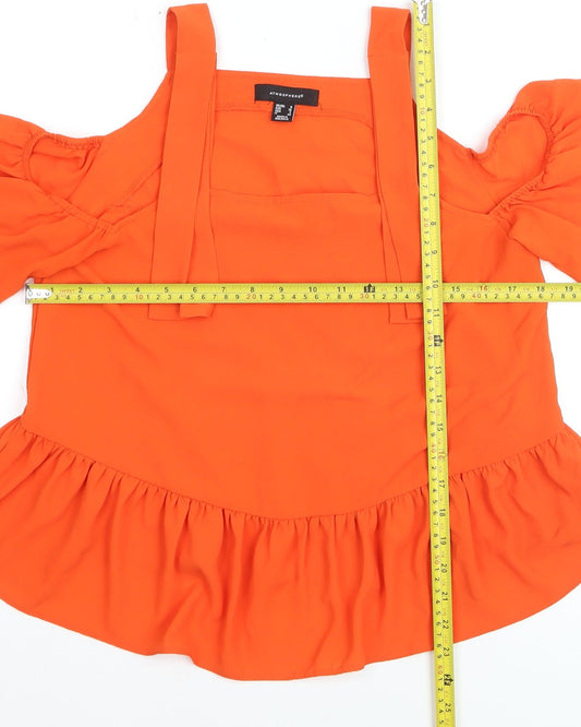 Atmosphere Women's Orange Cold Shoulder Ruffle Camisole Blouse Size 8
