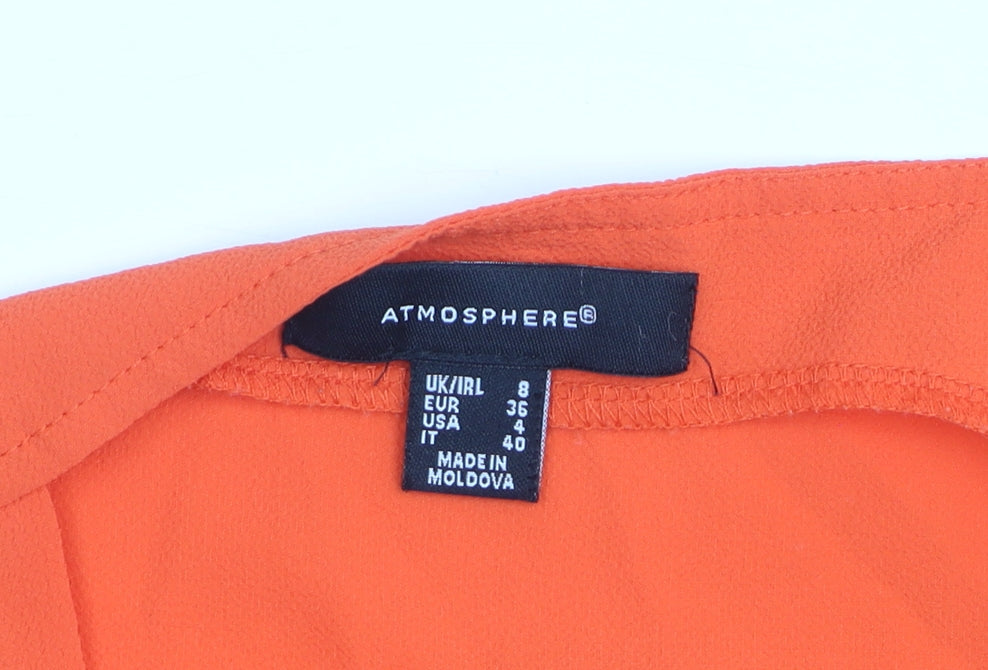 Atmosphere Women's Orange Cold Shoulder Ruffle Camisole Blouse Size 8