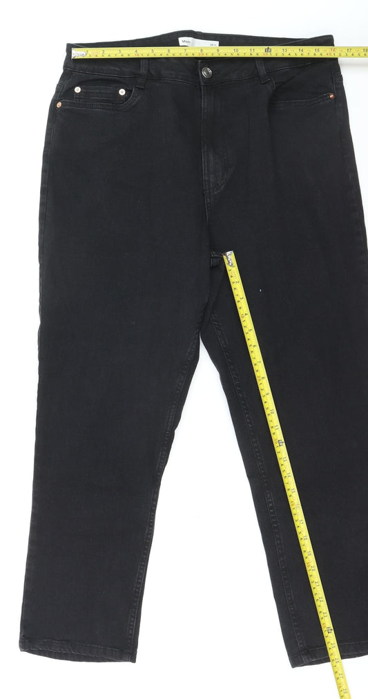 Dunnes Stores Women’s Black Mom Jeans Size 16 High Rise Stretch Denim