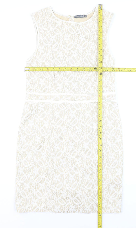 Atmosphere Women Beige Lace Sheath Dress Size 14
