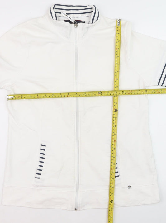 Paco Marine Women’s White Nautical Zip Polo XL Cotton Top