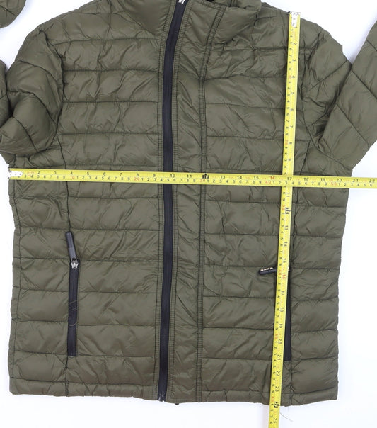 Nike Men’s Green Puffer Jacket Size L Lightweight Water Resistant Zip Up