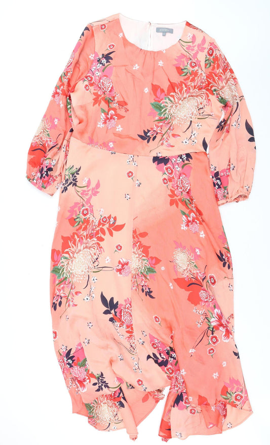 Principles Women’s Pink Floral Midi Wrap Dress Size 14