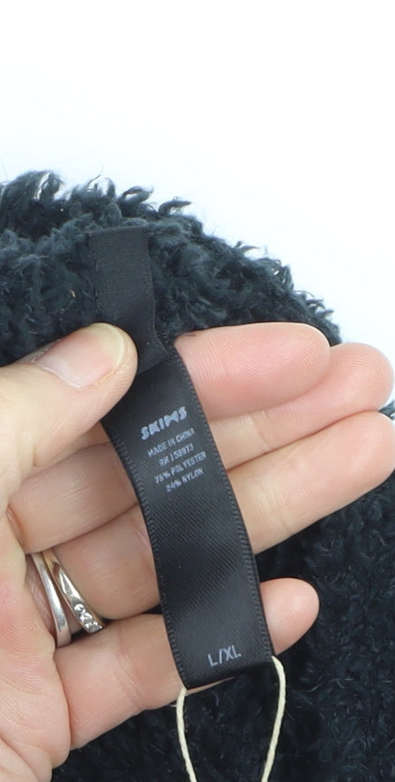 SKIMS Women Black L/XL Longline Open Cardigan Soft Knit Cozy Style