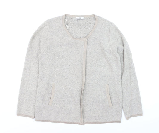Gallery Womens Beige Wool Blend Long Sleeve Cardigan UK L
