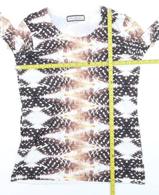 Paco Boutique Womens Multicoloured Feather Print Jumper Size 12