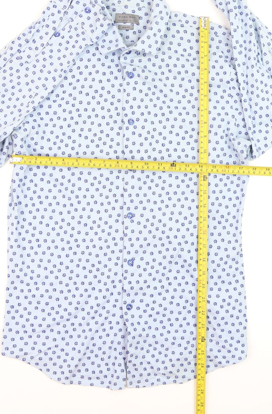 Zara Unisex White Floral Slim Fit Long Sleeve Button-Up Shirt L