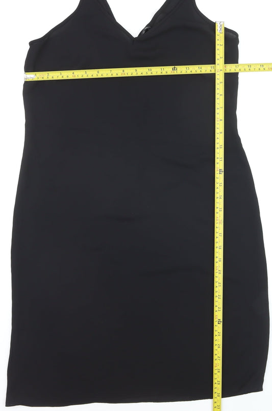 River Island Women's Black Size 8 Slip Dress Sleeveless Knee Length