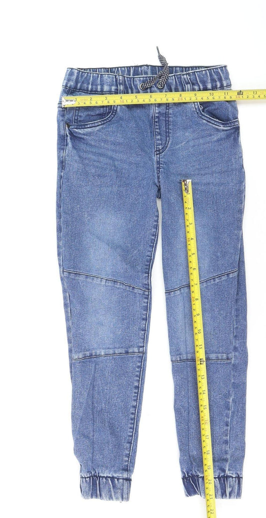 Little Kids Girls Blue Denim Jegging Jeans 8-9 Years Elastic Waist Drawstring