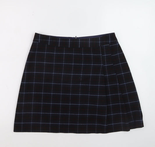 Oasis Women Black Checked A-Line Skirt Size 12