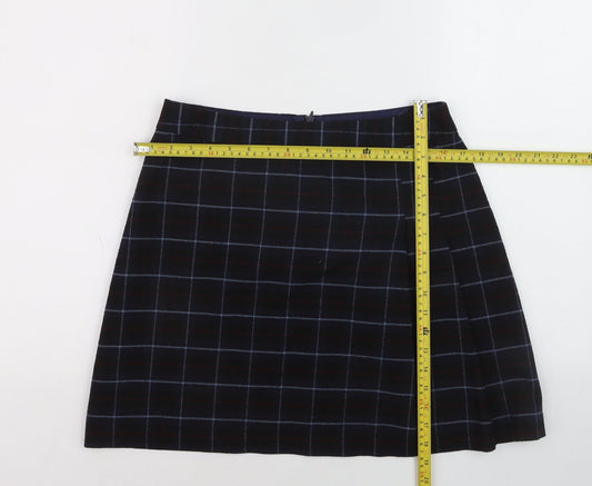 Oasis Women Black Checked A-Line Skirt Size 12
