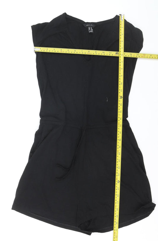 New Look Women's Black Size 8 Sleeveless V-Neck Playsuit