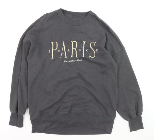 Abercrombie & Fitch Womens Grey Small Pullover Sweatshirt Paris Graphic