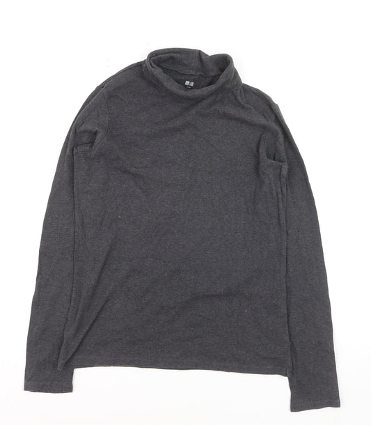 Uniqlo Women Grey Roll Neck Supima Cotton Long Sleeve Jumper M