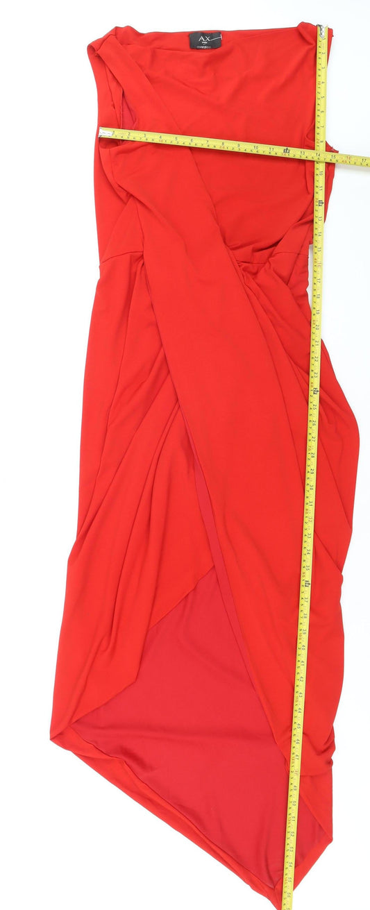 AX Paris Women Red Size 12 Sleeveless Bodycon Hi-Low Dress