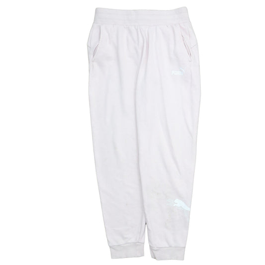 Additional front view of Puma Women’s White Jogger Trousers, size M, Elastic Waist Fleece