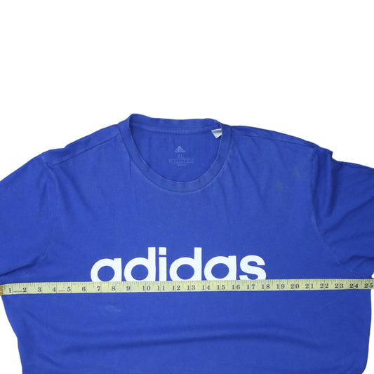 Adidas Men's Blue XL Logo Print Crew Neck Cotton T-Shirt