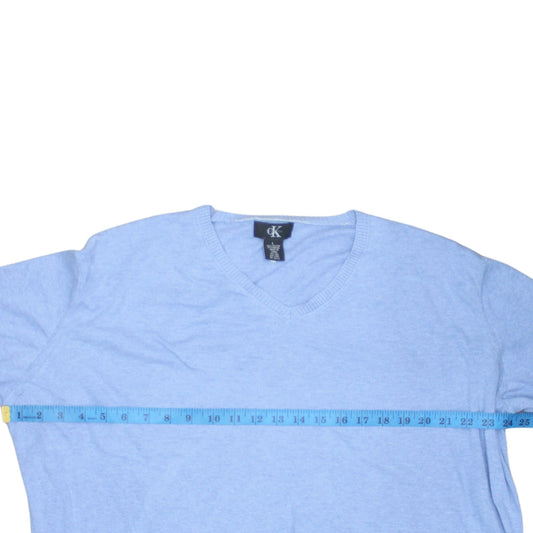 Calvin Klein Men's Blue V-Neck Cotton Modal Jumper Size L