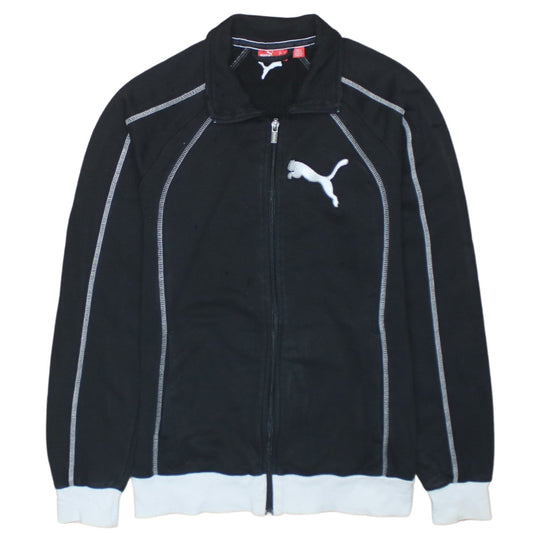 Additional front view of Puma women’s black, size UK 12, track jacket full zip cotton blend sports top