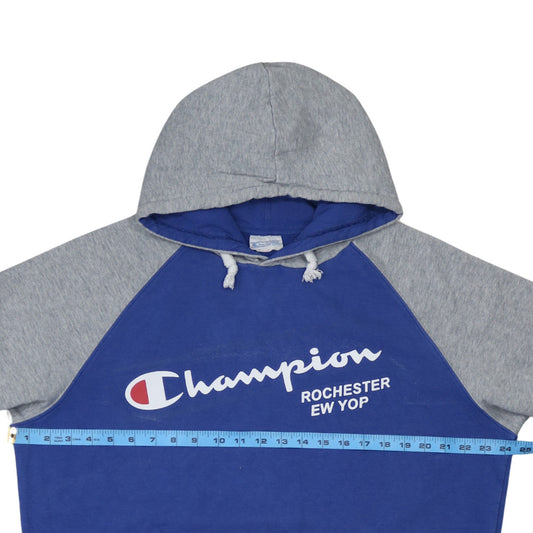 Champion Men's Blue & Grey Pullover Hoodie XL Graphic Logo Sweatshirt