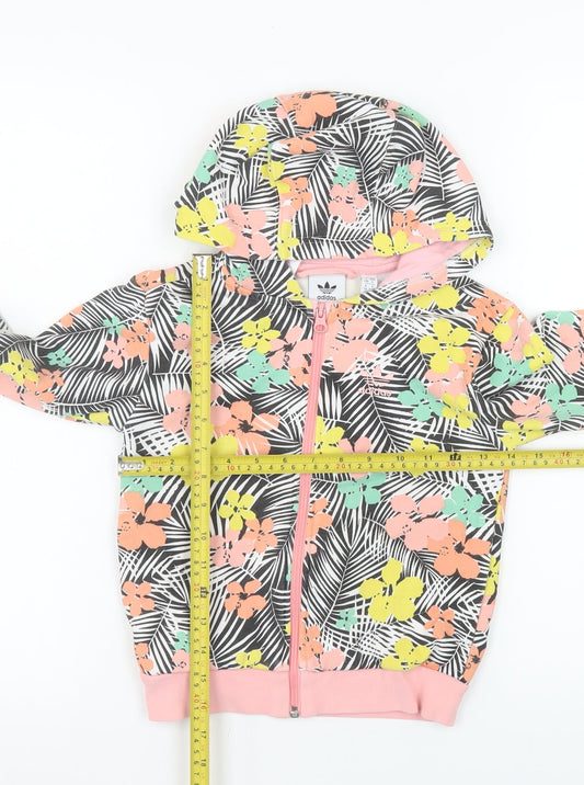 adidas Girls Multicoloured Floral Hooded Track Jacket 5-6 Years