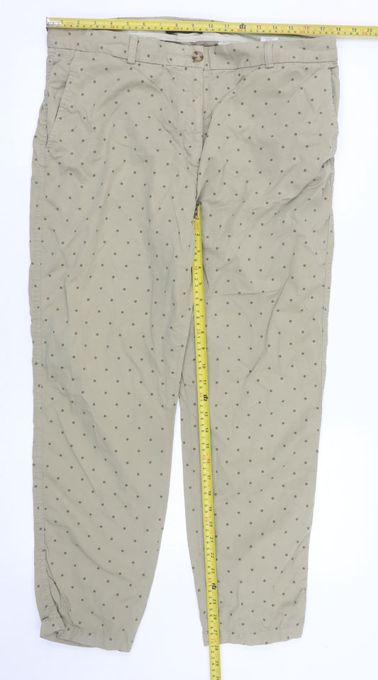Marks and Spencer Women’s Beige Polka Dot Chino Trousers Size 16