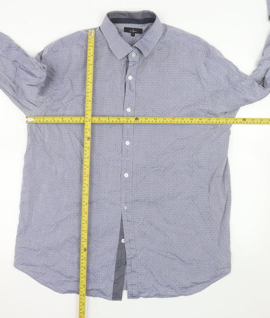 Jeff Banks London Men's Blue XL Long Sleeve Cotton Shirt