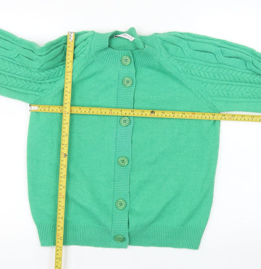 Gallery Women Green Cable Knit Button Cardigan Size 10