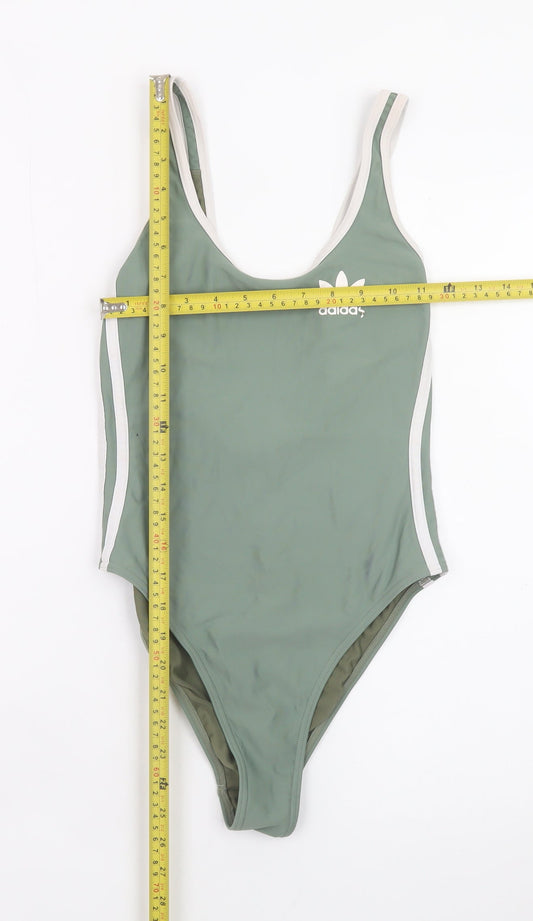 Adidas Womens Green One Piece Swimsuit Size 8 Sports Style