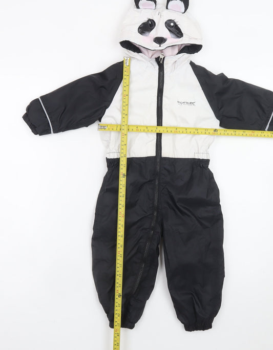 Regatta Baby Unisex Black White Panda Snowsuit 12-18 Months Hooded Winter