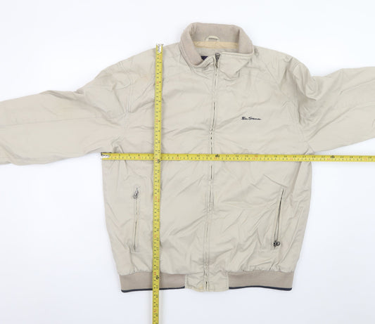 Ben Sherman Men's Beige L Bomber Jacket Cotton Full Zip Casual