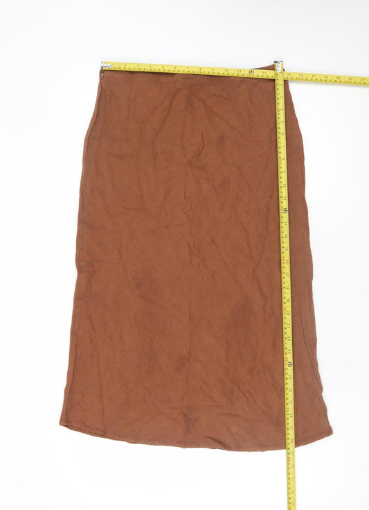 ASOS DESIGN Women's Brown Midi Straight Skirt Size 14 Viscose