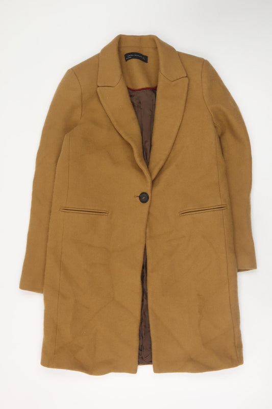 Zara Woman Brown Wool Blend Long Overcoat Size 12