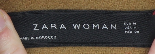 Brand and care label for Zara Woman Brown Wool Blend Long Overcoat, size 12