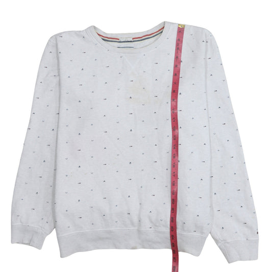 Hilfiger Denim Mens White XL Pullover Sweatshirt Classic Crew Neck