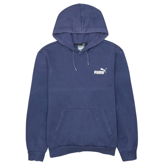 Additional front view of Puma Men's Blue Pullover Hoodie, size M, Regular Fit Logo Sportswear