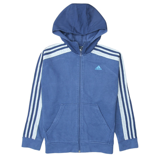 Additional front view of Adidas boys’ blue full zip hoodie, size 13, years logo sportswear