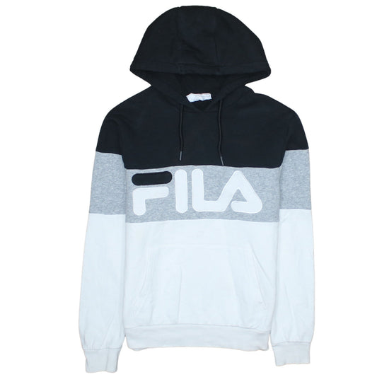 Additional front view of Fila women’s xs black grey white pullover hoodie cotton blend