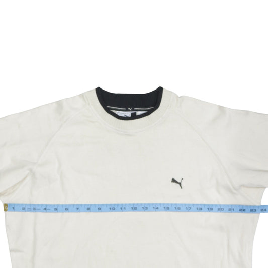 Puma Men's White Crew Neck Short Sleeve Cotton T-Shirt Size L