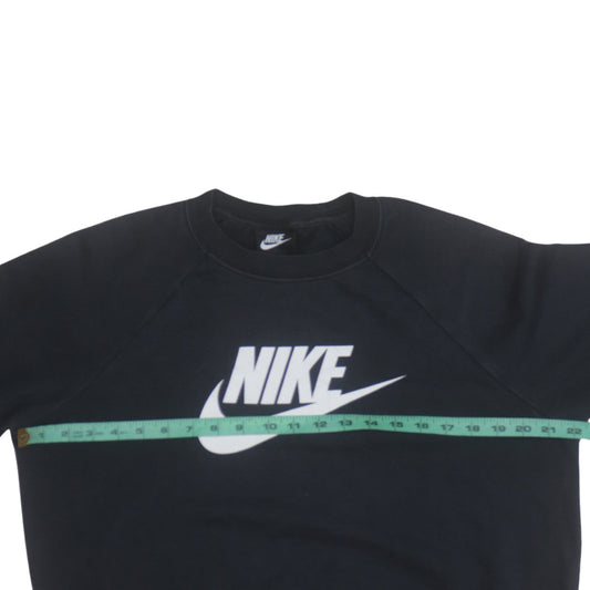 Nike Womens Black Medium Pullover Sweatshirt Cotton Blend Logo Print