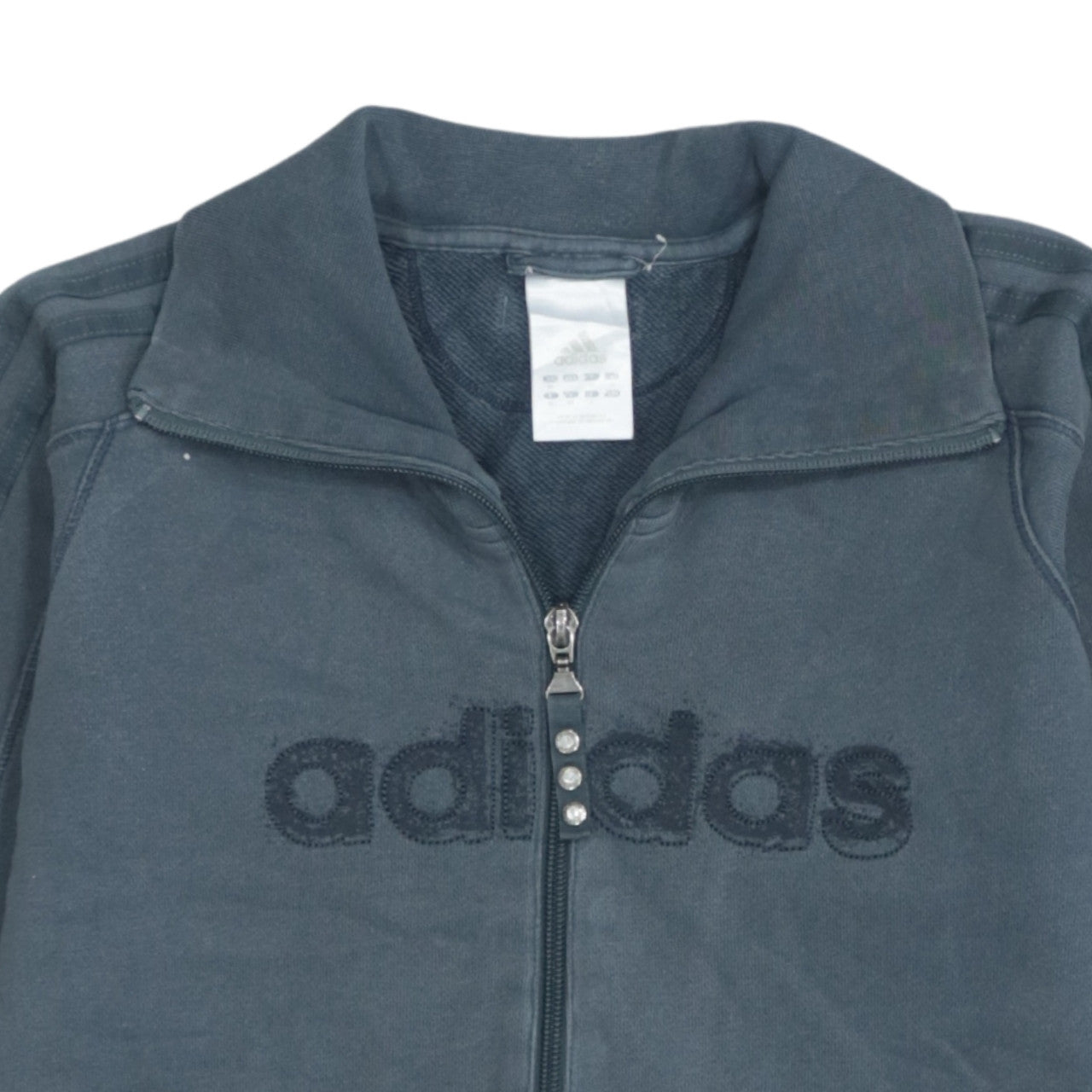 Additional view of Adidas Women’s Grey Full Zip Hoodie, size UK 12, Casual Logo Sweatshirt