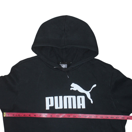 Puma Men's Black Pullover Hoodie L Regular Fit Sports Logo Fleece
