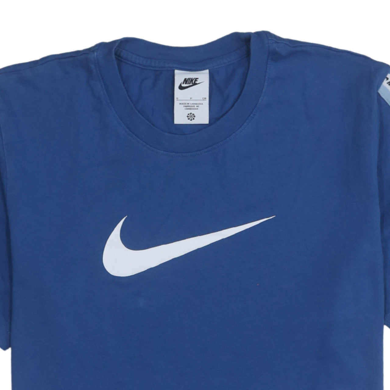 Nike Men's Blue Swoosh Logo Short Sleeve Blue Cotton T-Shirt Size S