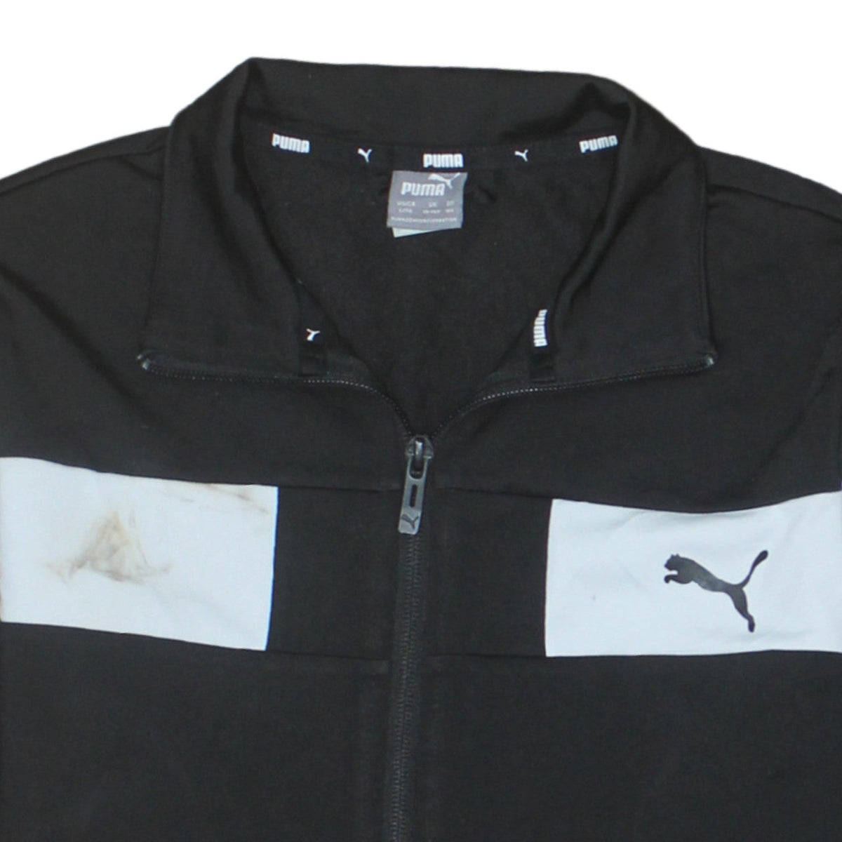 Additional view of Puma boys’ black full zip sweatshirt 13-14 years colourblock logo jacket
